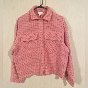 Entro Pink Tweed Button Up Shirt Jacket Shacket Barbiecore Feminine Size Medium